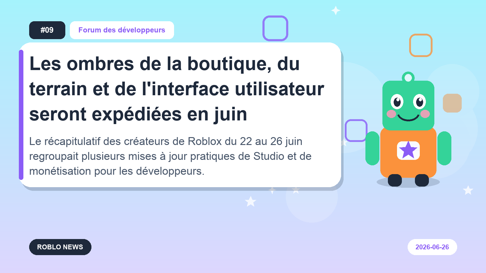 Les ombres de la boutique, du terrain et de l'interface utilisateur seront expédiées en juin