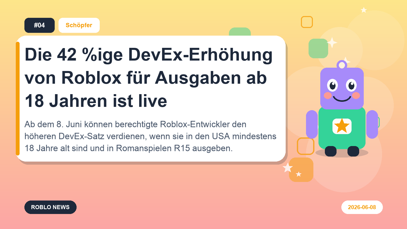 Die 42 %ige DevEx-Erhöhung von Roblox für Ausgaben ab 18 Jahren ist live