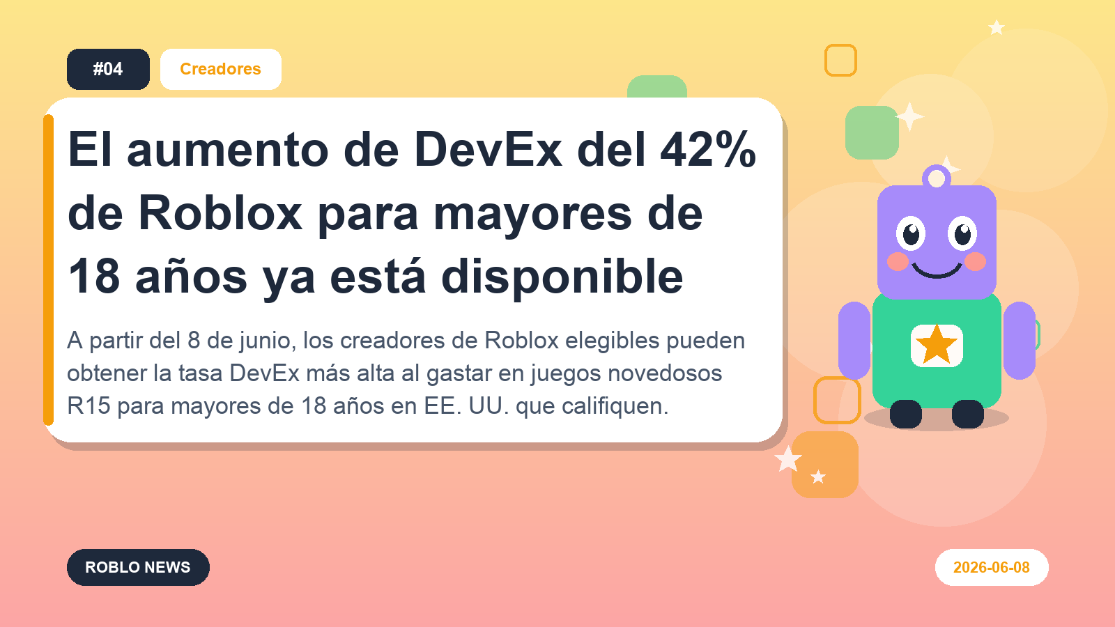 El aumento de DevEx del 42% de Roblox para mayores de 18 años ya está disponible